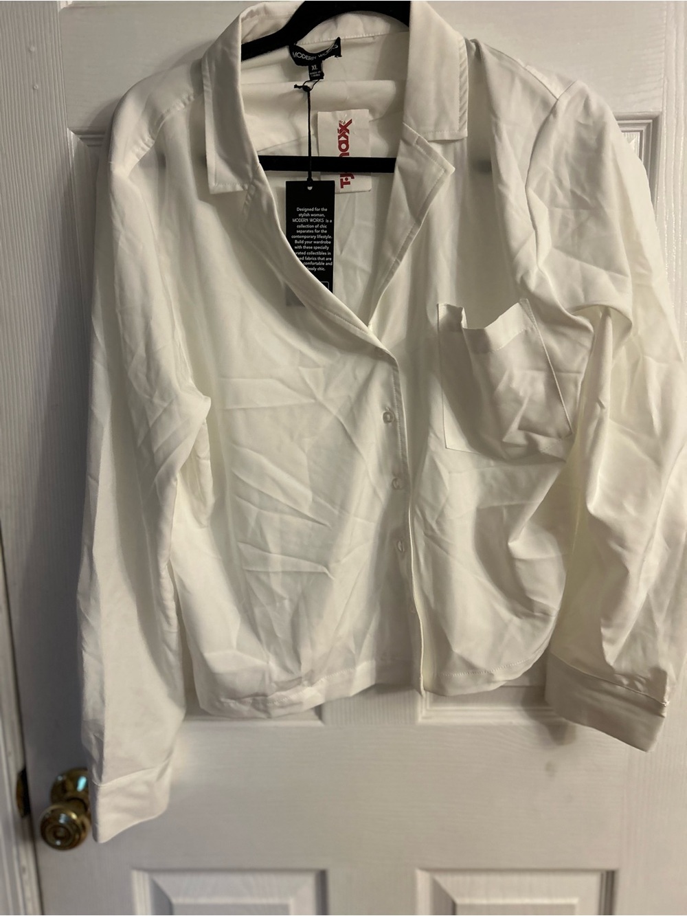 White Button-Front Relaxed Shirt Jacket